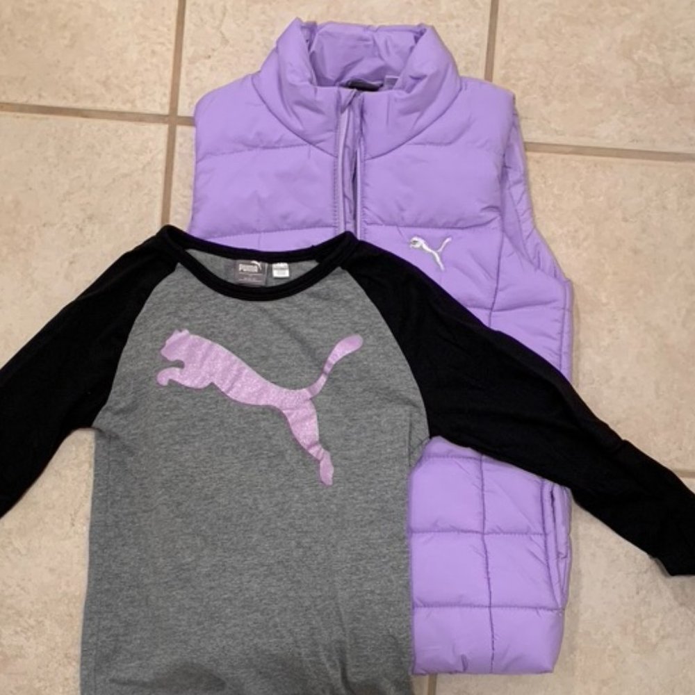 Puma Long Sleeve Shirt & Puffer Vest Set